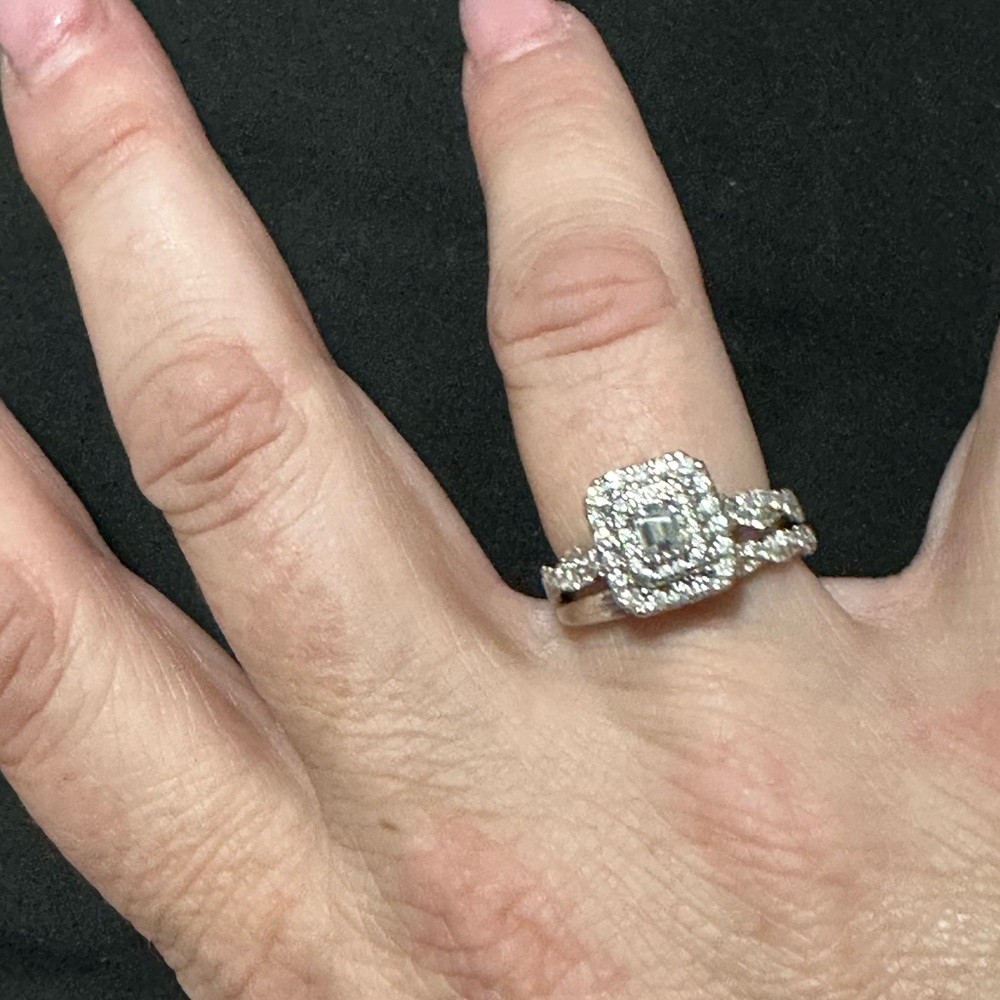 Dazzling 10k white gold Women's Wedding set with Intricate Design